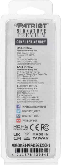 PATRIOT DDR4 16GB 3200MHz