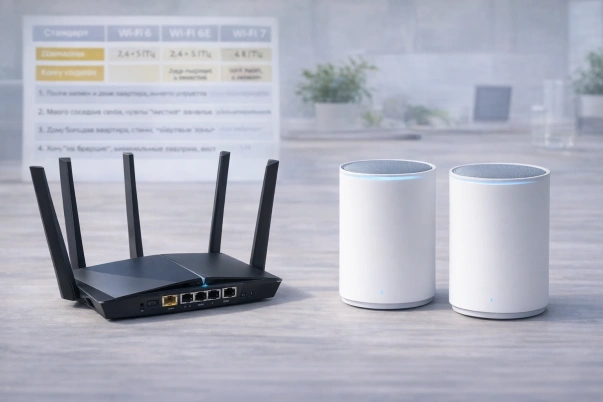 Как выбрать Wi-Fi роутер в 2026: Wi-Fi 6 / 6E / 7, Mesh, покрытие, 2.5G и настройки