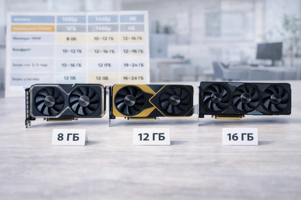 Сколько видеопамяти (VRAM) нужно в 2026: 8/12/16/24 ГБ для 1080p, 1440p и 4K