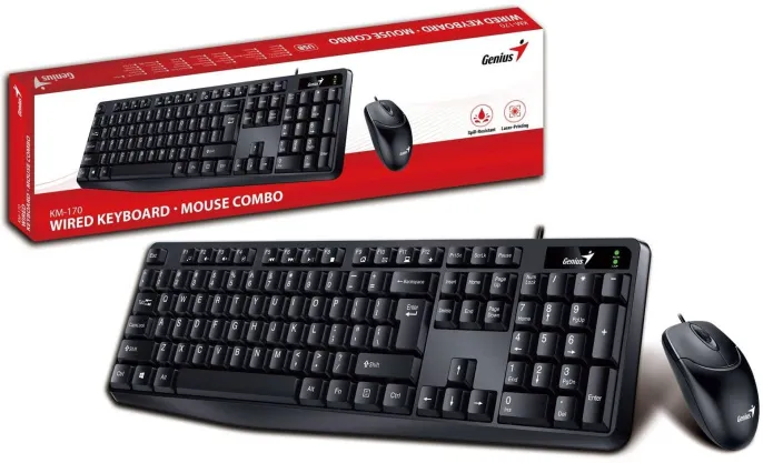 Комплект клавиатура+мышь Genius KM-170, Black